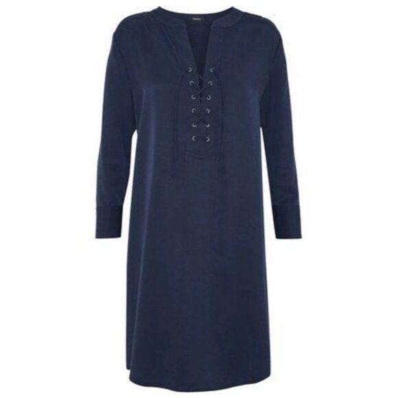 Theory Women's SZ 4 Jullitah Lace-up Telce-twill Mini Dress Navy Blue - Picture 1 of 9